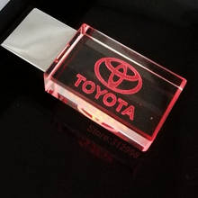 New Car Logo TOYOTA with LED Crystal + Metal USB Flash Drive Pendrive 4GB 8G 16GB 32GB 64GB 128GB Memory Stick Usb 2.0 pen drive 2024 - buy cheap