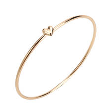Estilo simples romântico coração forma pulseira minimalista amor coração pulseira cor de ouro feminino banquete jóias feminino 2024 - compre barato