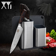 Xyj conjuntos de faca de cozinha de aço inoxidável padrão de pena conjuntos de faca chave de cozinha suporte de faca bloco de faca sharpener barra de haste 2024 - compre barato