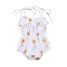 0-24M Lovely Infant Baby Girls Summer Clothes Sunflowers Print Ruffles Sleeveless Jumpsuits Cotton Romper 2024 - buy cheap