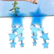Синие прозрачные акриловые висячие серьги со звездами для женщин, Длинные звенья, цепочка, висячие украшения для ушей 2024 - купить недорого
