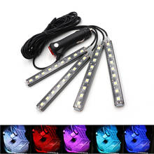 Luces LED de ambiente Interior para coche, tira de luces de pie para tablero, adaptador de encendedor de cigarrillos, Lámpara decorativa, Multicolor, 4x9 2024 - compra barato