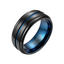 BONISKISS Blue Black Tungsten Carbide Ring For Men Women 8mm Polishing Men Ring Carbon Fiber Groove Ring Wedding Bands Jewelry 2024 - buy cheap