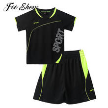 Летний спортивный костюм для мальчиков, повседневная детская спортивная одежда, дышащий сетчатый спортивный топ с коротким рукавом и шорты, спортивный костюм для бега и упражнений 2024 - купить недорого