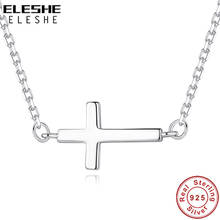 ELESHE Simple Classic Cross Pendant Necklce 925 Sterling Silver Adjustable Chain Necklaces for Women Statement Authentic Jewelry 2024 - buy cheap