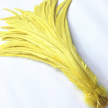 Penas amarelas naturais da cauda do coque do galo de 50 pces 35-40cm/14-16 "pena do galo para plumas da decoração das penas do casamento dos ofícios 2024 - compre barato