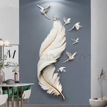 Mural de pared de plumas FRP de lujo nórdico, decoración de pared de fondo para sala de estar, sofá, artesanías, oficina, Mural, decoración 2024 - compra barato