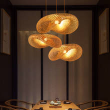 Luminária pendente de madeira estilo nórdico, lâmpada de bambu em led para sala de jantar, sala de estar, hotel, restaurante, hall, casa, café 2024 - compre barato