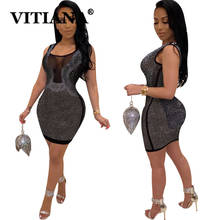 VITIANA-vestido de fiesta transparente para mujer, Sexy, sin mangas, ceñido, para discoteca, Blingbling 2024 - compra barato