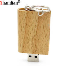 Shandian pen drive usb 4gb/16gb/32gb/64gb, pen drive de madeira natural, pendrive de memória metal, chaveiro personalizado, logotipo gratuitamente 2024 - compre barato