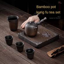 Japanese Gilding Iron Glaze Tea Set Complete Set Porcelain Kung Fu Tea Set Bamboo Joint Side Handle Pot Dry Pour Small Set 2024 - buy cheap