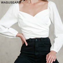 Женская блузка с глубоким v-образным вырезом, с длинным рукавом, 2020 2024 - купить недорого