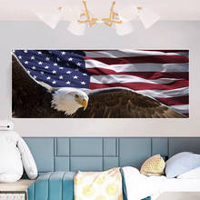 Pintura en lienzo de la bandera americana, carteles e impresiones de animales de águila, imágenes de pared modernas para dormitorio, sala de estar, pintura de decoración del hogar 2024 - compra barato