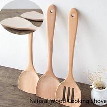 Espátula de madeira natural, utensílios de cozinha de faia com fenda para misturar comida e jantar 2024 - compre barato