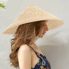 GEMVIE 2022 New Fashion Women Unique Wheat-straw  Bamboo Cone Sunshade Hat Rain Cap Handmade High Quality 2024 - buy cheap