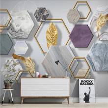 Personalizado auto-adesivo papel de parede foto mural nordic minimalista geometria pedra folha de ouro tv fundo sala estar 2024 - compre barato