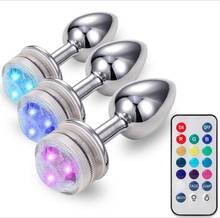 Remote Control LED Colorful Metal Anal Plug Stainless Steel Butt Anus Booty Beads Prostate Mager Adult BDSM Sex Toy  912 2024 - buy cheap
