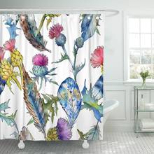 Wildflower Thistle Flower Pattern in Watercolor Full Name Waterproof Polyester Fabric Shower Curtain 60 x 72 inches Set 2024 - buy cheap