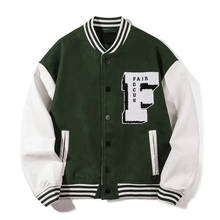 Hip Hop Baseball Jackets Men Letters Embroidery Patchwork Fashion College Unisex Loose Streetwear Harajuku Jacket Green 2021 2024 - buy cheap