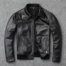 Genuine Leather Jacket Men Plus Size 6XL Men's Real Cow Leather Jackets Black Short Slim Motocycle Jacket jaqueta de couro L585 2024 - buy cheap