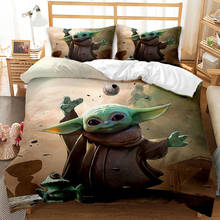Комплекты постельного белья Disney Baby Yoda, качественное трехмерное одеяло, пододеяльник, наволочки, двойные королевские размеры, украшение для спальни 2024 - купить недорого