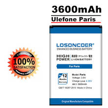 LOSONCOER 3600 мач для Ulefone Paris / Paris X аккумулятор мобильный телефон батареи бесплатная доставка 2024 - купить недорого