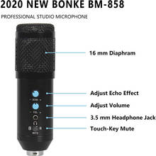 USB Condenser Microphone PC Profession Podcast Condenser Mic Vocals Recording Studio Mic Built-in Mute Knob&Zero-Latency Monitor 2024 - buy cheap