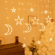 220V LED Star Moon Curtain Light EU Plug Fairy Garland String Lights Outdoor Rooms Decor Wedding Party Holiday Home Night Lamp 2024 - buy cheap