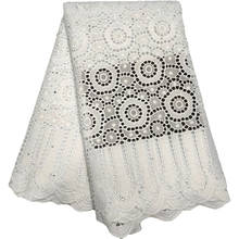 Tela de gasa suiza de encaje blanco para vestido, tejido de algodón con bordado suizo, 100% africano, 5 yardas, B227 2024 - compra barato