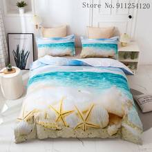 Blue Ocean Duvet Cover Tropical Summer Beach Quilt Cover 3d Starfish Shell Bedding Sets Home Bed Linen Sets Luxury Quilt Cover 2024 - buy cheap
