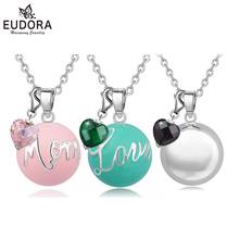 Eudora novo colar de pingente de bola de harmonia de cor rosa/verde/prata com coração cristal charme joias de bola de gravidez 2024 - compre barato