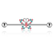 TIANCIFBYJS 14G Surgical Steel Industrial Barbell 38mm 1 1/2 Inch Ear Helix Cartilage Butterfly Piercing Bar for Women Men 50pcs 2024 - buy cheap