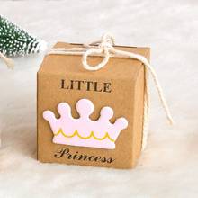 DIY Маленький принц/маленькая принцесса крафт-коробки для детского душа коробка для конфет с веревкой 2024 - купить недорого