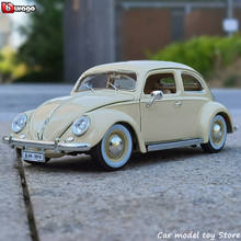 Модель автомобиля Bburago 1/18 1955 Volkswagen Beetle из сплава в стиле ретро, классическая модель автомобиля, украшение автомобиля, коллекционный подарок 2024 - купить недорого