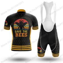 Camisa masculina de ciclismo das abelhas, conjunto de roupas de bicicleta de verão, camisetas de bicicleta de estrada, calções bib, 2021 2024 - compre barato