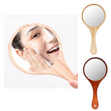 Портативное деревянное ручное зеркало для макияжа с ручкой для дома, путешествий, индивидуальное зеркало для макияжа 2024 - купить недорого