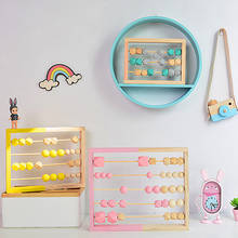 1 pçs estilo nórdico ábaco de madeira natural com contas artesanato bebê aprendizagem precoce brinquedos educativos para o quarto do bebê crianças decoração 2024 - compre barato