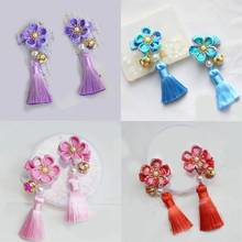 1 pair Handmade Hair Pins Tsumami Zaiku Kanzashi Sakura Tassel for Kimono Hanfu for Kid Girl Stage Decor Cosplay Prop Collection 2024 - buy cheap