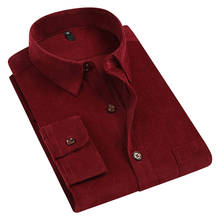 Aoliwen camisas masculinas de manga longa, camisa de veludo vinho vermelho, cor sólida, botão casual de primavera e outono, camisa slim absorvente de suor, 100% algodão 2024 - compre barato