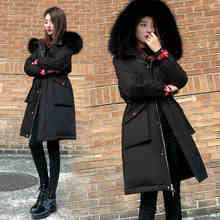 Женское пуховое хлопковое пальто, новинка сезона осень-зима 2020, модная утепленная свободная парка средней длины, Женская хлопковая куртка с капюшоном, A173 2024 - купить недорого