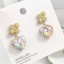 Colored Heart-shaped Flowers Earring Retro Fashionable Pure And Fresh Lovely Stud Earrings Girl Women Jewelry, Gift Accessories 2024 - buy cheap