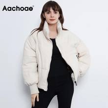 Aachoae 2020, однотонная модная зимняя парка для женщин, с длинным рукавом, на молнии, толстые теплые парки, пальто, повседневный пуховик с карманами 2024 - купить недорого