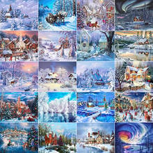 5d diy pintura de diamante de inverno bordado de neve cenário bordado completo quadrado paisagem mosaico ponto de cruz decoração de parede 2024 - compre barato