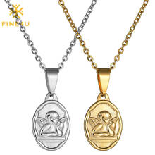 FINE4U N678 Mini Baby Cherub Cupid Angel Pendant Necklace Stainless Steel God of Love Cupid Chain Necklace for Girl Boys Teen 2024 - buy cheap