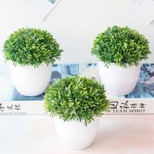 Искусственные растения бонсай, искусственные растения с горшком, зеленые маленькие растения для украшения дома 2024 - купить недорого