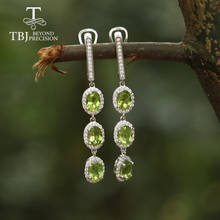 5ct up Long peridot gemstone Clasp earring 925 sterling silver fine jewelry for gilrs best gift for girlfriend tbj jewelry 2024 - buy cheap