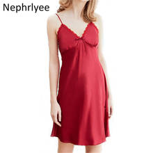 Vestido de dormir bonito tentação vermelho rosa sexy fada sem costas perspectiva camisola de noite vestidos 2024 - compre barato