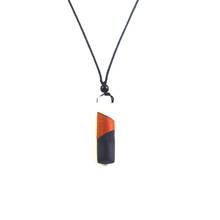 Leanzni New fashion hand wood resin necklace pendant, double color impact color design, men and women for jewelry, rope 2024 - buy cheap