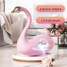 Swan Shape Electric Shock Eggs Vibrator Wearable Vagina Clitoris G Spot Stimulation Remote Control Sex Toys For Women Couples 2024 - buy cheap