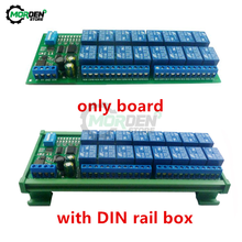 Módulo de relé dc 12v rs485, 16 canais, modbus, protocolo rtu, controle remoto, placa de circuito de expansão plc, com caixa de trilho din 2024 - compre barato